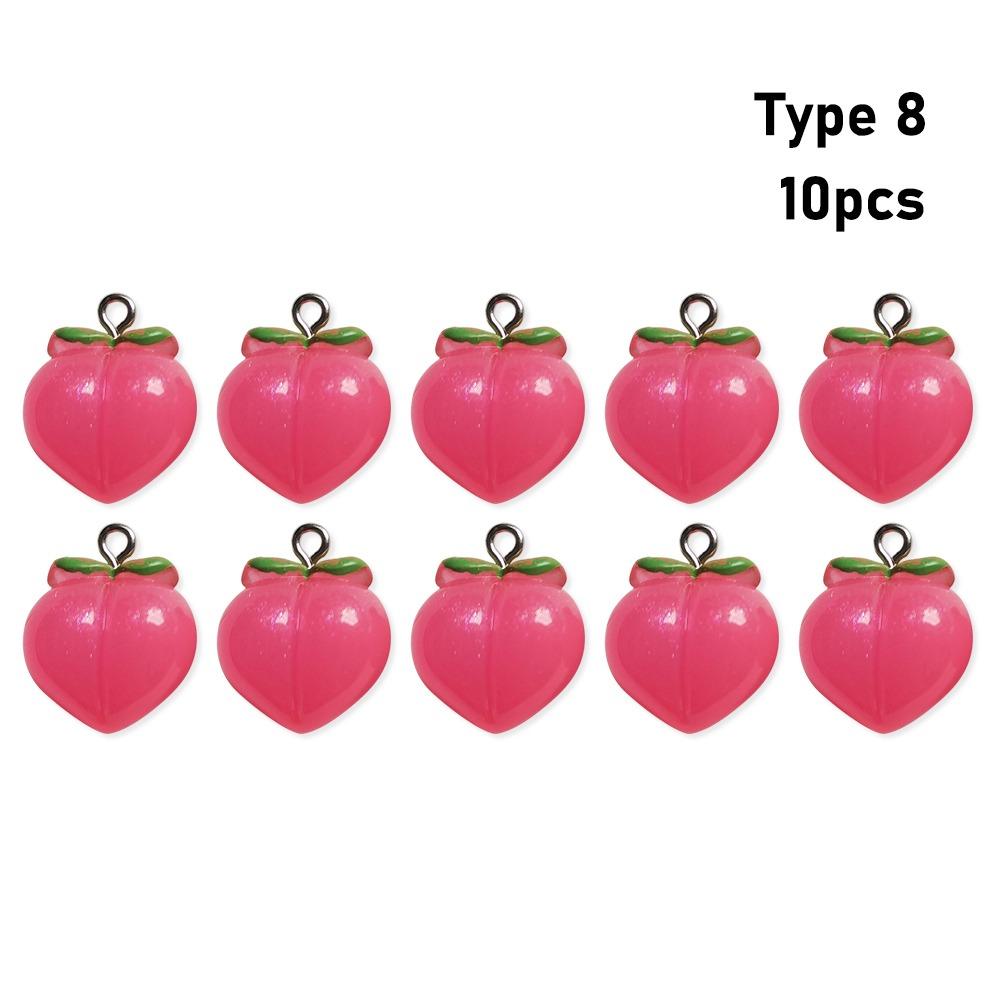 10pcs 3D Peach Flat Resin Charms Pendant Transparent Fruit Pendants Jewelry Making Accessories