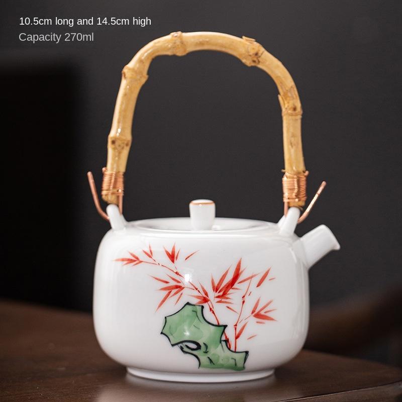 Hand-painted Japanese Style Lifting Pot Tea Pot Kung Fu Tea Set With Filter Coarse Ceramic Purple Clay Pot Ceramic Tea Pot Puer