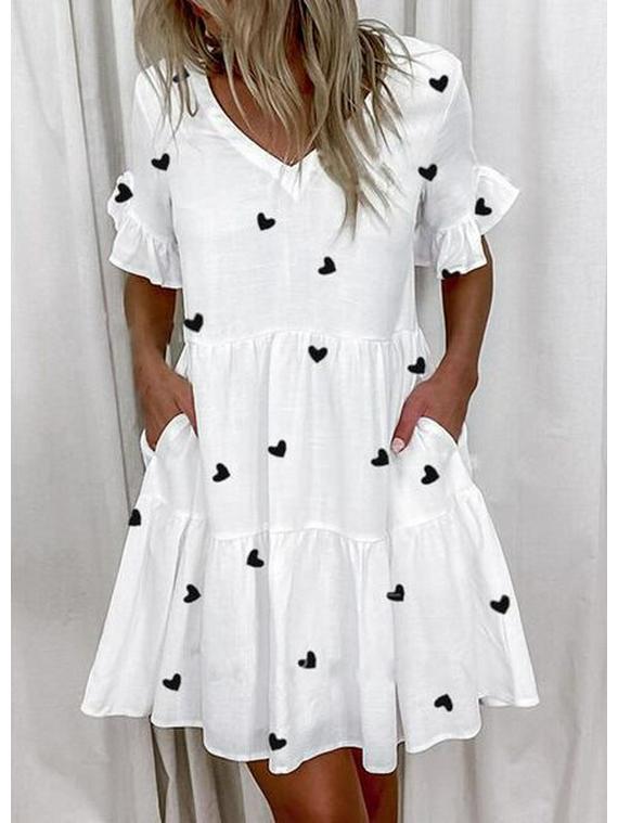 Европейское и американское женское модное короткое платье с принтом, оборками и карманами