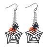 Halloween Retro Orange Pumpkin Gothic Spider On Web Dangle Earrings Party Ornament Gift For Cuties Women Teen