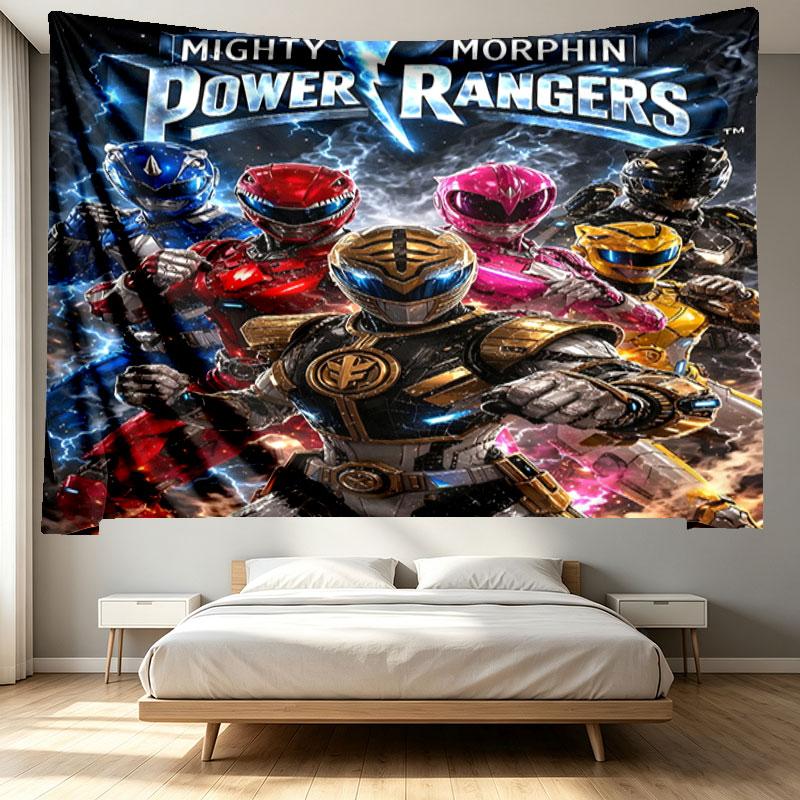 Mighty Morphin Power Rangers Print Tapestry - Portable Wall Decor Cloth, for Home, Dorm, Travel, Bedroom, Living Room - Ideal Birthday Housewarming Gi