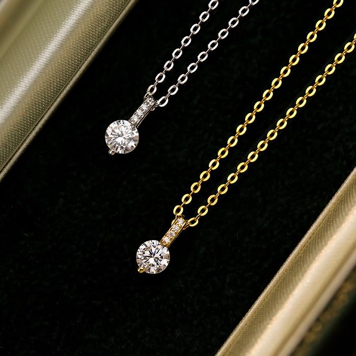 Муассанитовое ожерелье для металла блестит больше, чем 925 подарок для золота [ювелирные изделия gulamu] женщины, аллергены, бриллианты, просто, серебро, женщины,