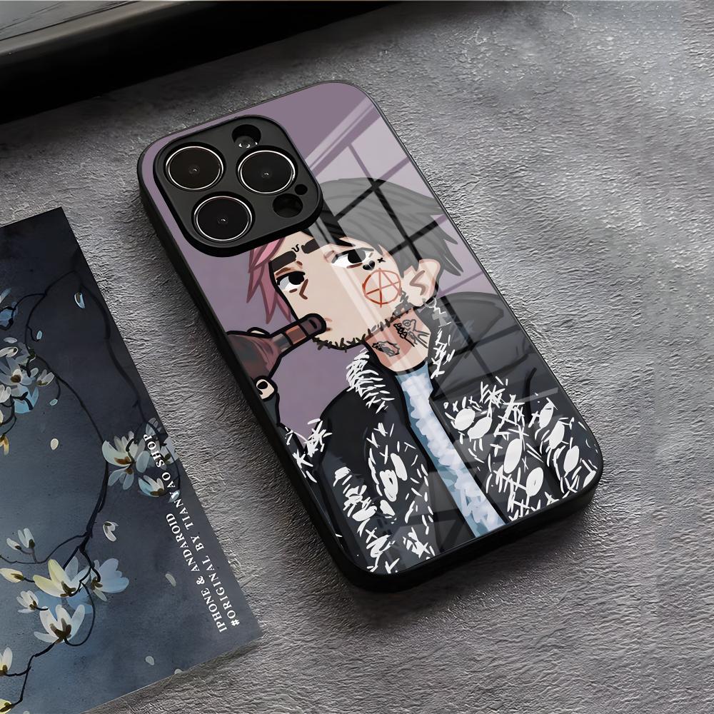 L-Lil Peep Anime Phone Case For IPhone 17 Air 16 E Pro Max 15 14 13 Mini 12 Pro 11 Max Plus Black Glass Cover