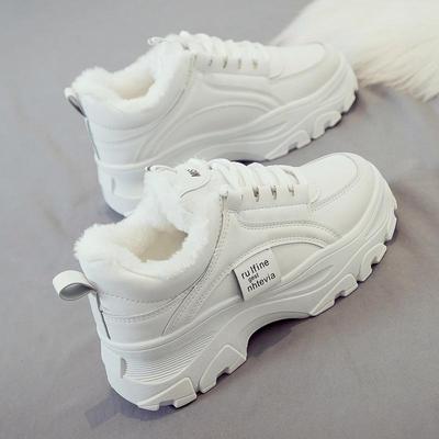 2024 Осень/Зима Женские Модные Туфли Для Пап На Толстой Подошве, Увеличивающие Рост С Плюсом Вельветом