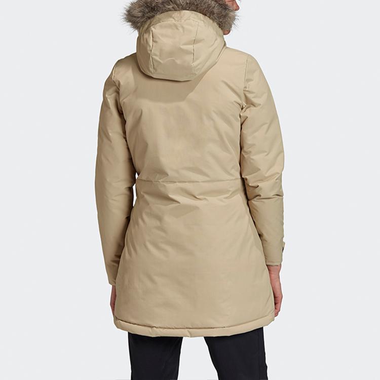 Adidas Xploric теплое однотонное хлопковое пальто средней длины женские пальто цвета хаки GE7790