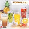 1 PC 610ml Stripe Glass Cup Transparent Glasses With Lid and Straw Ice Coffee Mug Tea Cup Juice Glass Milk Water Cup Drinkware