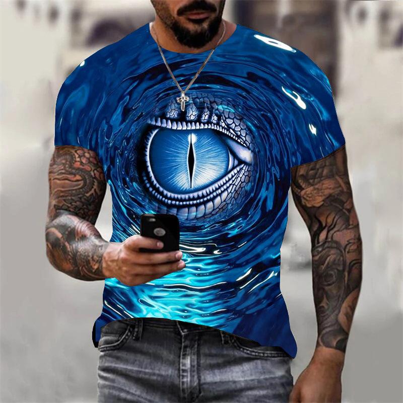 Футболка с 3D принтом Fire Eye для мужчин и женщин, повседневная летняя футболка с животными, мужские свободные топы с круглым вырезом и короткими рукавами, дышащие парные футболки