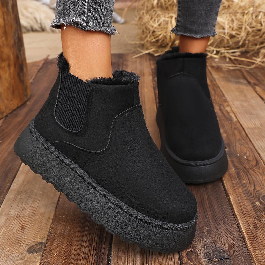 Модные зимние сапоги для женщин 2024 года, новые толстые бархатные сапоги большого размера, зимние модные теплые короткие сапоги с одним шагом, хлопковая обувь для женщин, хлопковая обувь