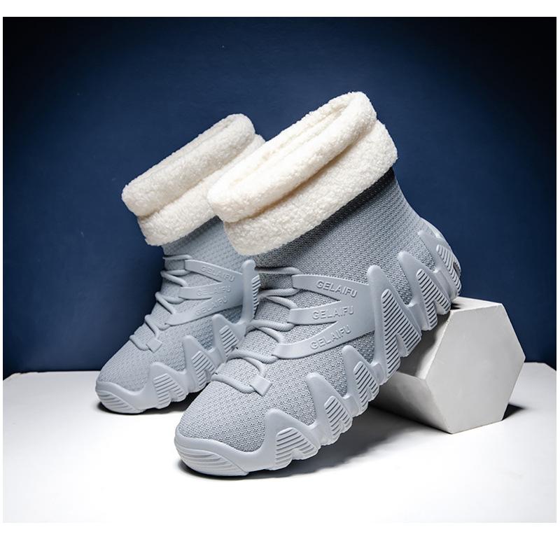 ПВХ водонепроницаемые мужские зимние ботинки с утолщенной подошвой нескользящие модные для отдыха с подкладкой тепло