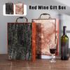 Luxury Marble Pattern Double Red Wine Box Retro Wooden Wine Box Organizer Champagne Storage Gift Box Bottle Packag With Handle