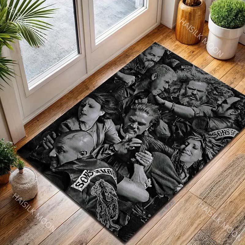 1PC Motorcycle gang intense fight Carpet for Living Room Bedroom Sofa Home Decor Rus Non-slip Floor Mat Luxury Gift