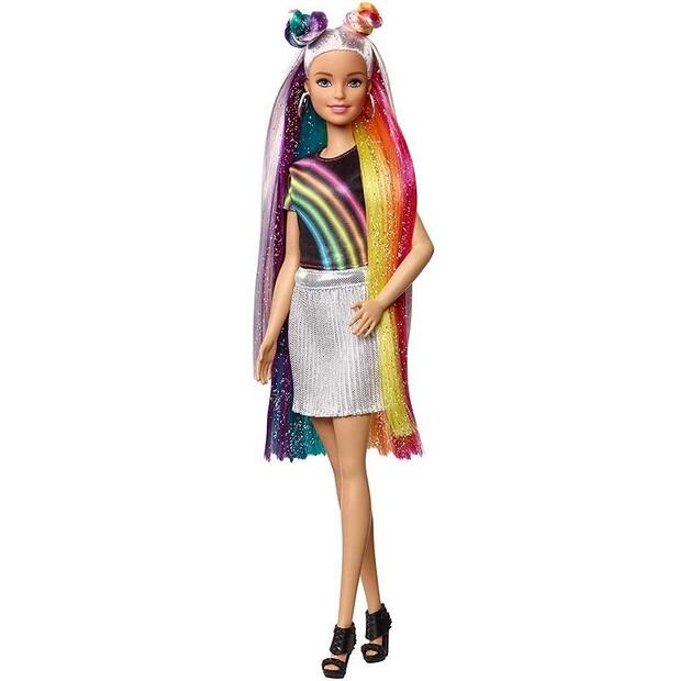 Кукла Barbie Блестящие радужные волосы + Аксессуары FXN96