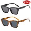 Protective Glasses 2Pcs New Women Imple Style Square Sunglasses Rivet Design Black Leopard Frame Eyewear Female Shades Uv400