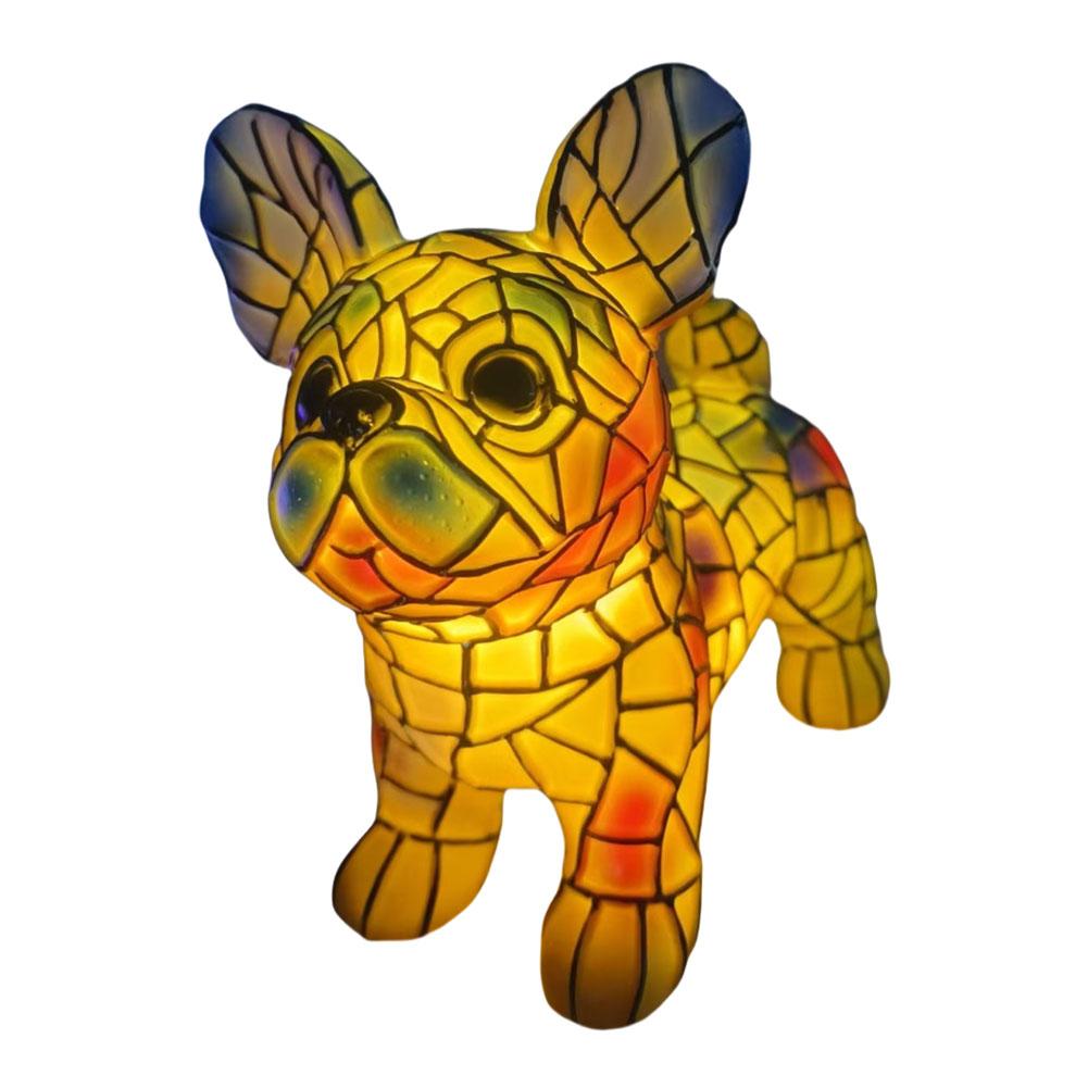 Кошачья лампа Анималистическое искусство Смола Настольная лампа Красочная Винтажная Витражная Французский бульдог Корги Мейн-кун Светодиодный ночник Подарки