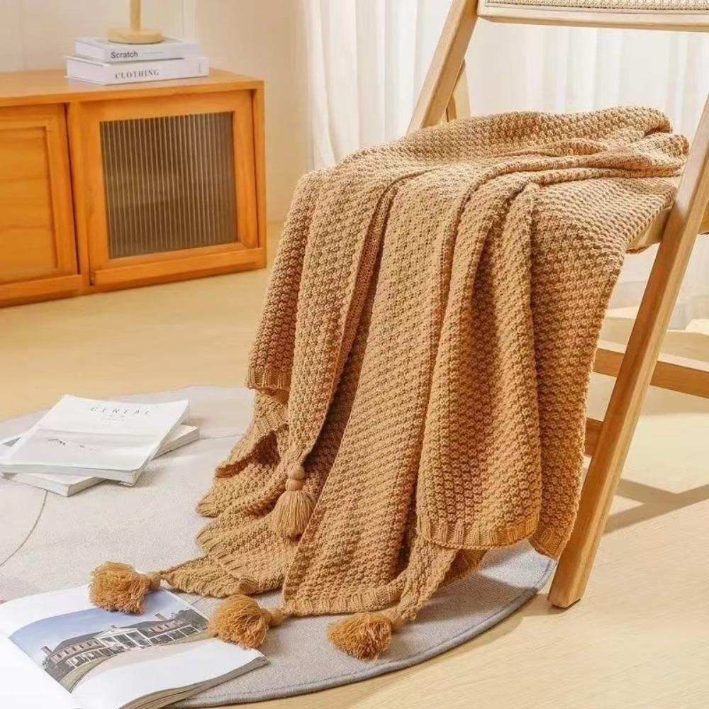 Handmade Nap Blanket with Tassel Throw Blanket Fashion Sofa Blanket  Bed