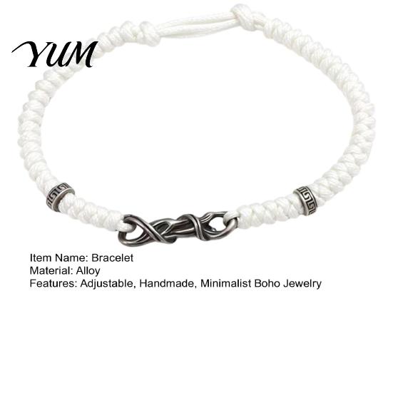 Black White Couple Set Braided Bracelet for Men Women, Handmade Adjustable String Hand Woven Rope Jewelry Bracelet, Boho Romantic Wristband