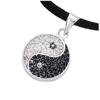 [R1666] - Silver Pendant 'Yin Yang' Black Silver White (rhodium) - 15mm