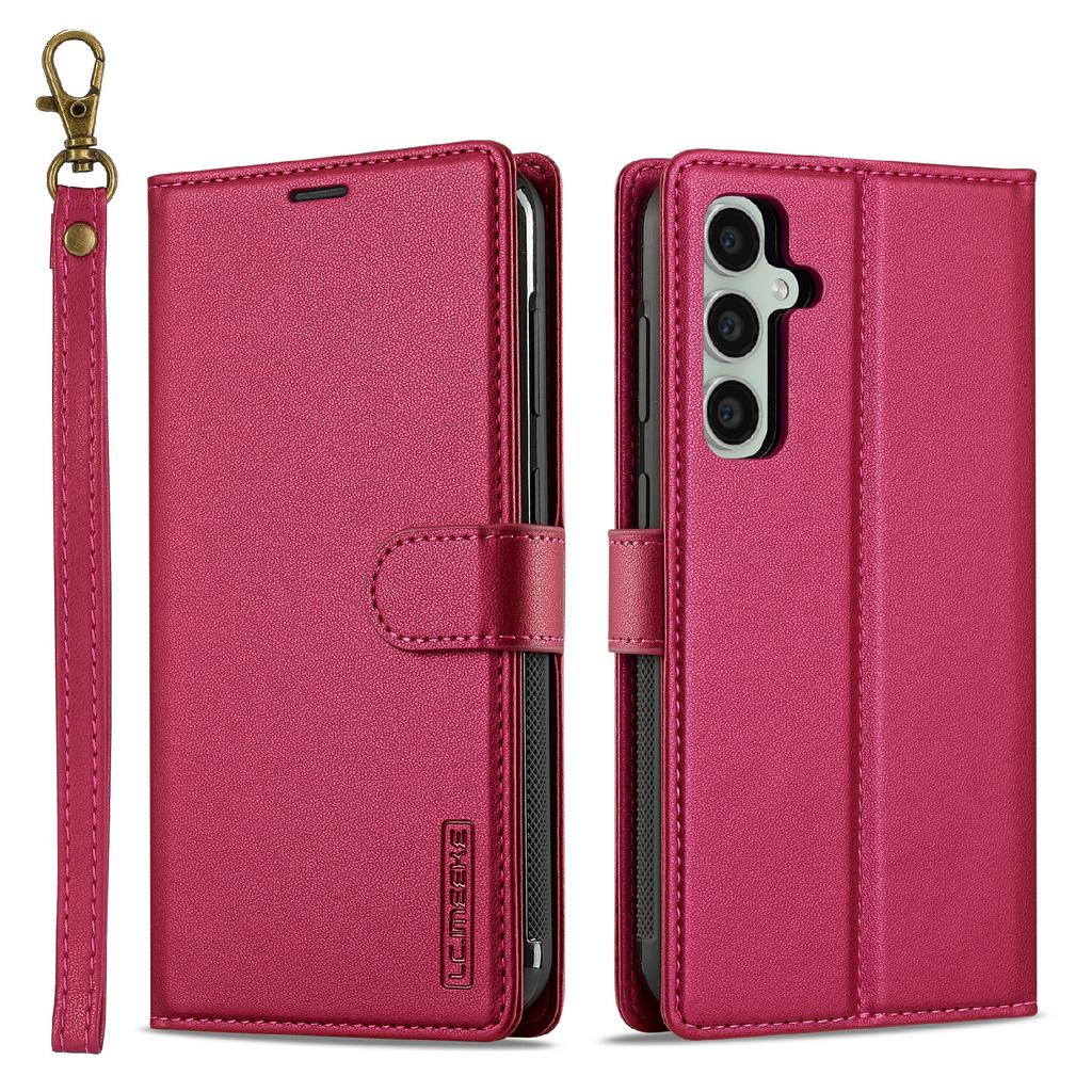 LC.IMEEKE L2 Series for Samsung Galaxy S25 FE Case PU Leather Wallet Detachable Magnetic Phone Cover