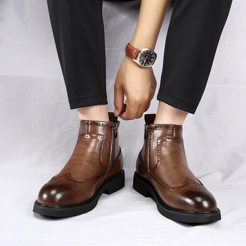 Модные роскошные брендовые мужские ботинки Chelsea, высококачественные кожаные туфли с резьбой, дизайнерские ботинки, модные повседневные деловые ковбойские сапоги