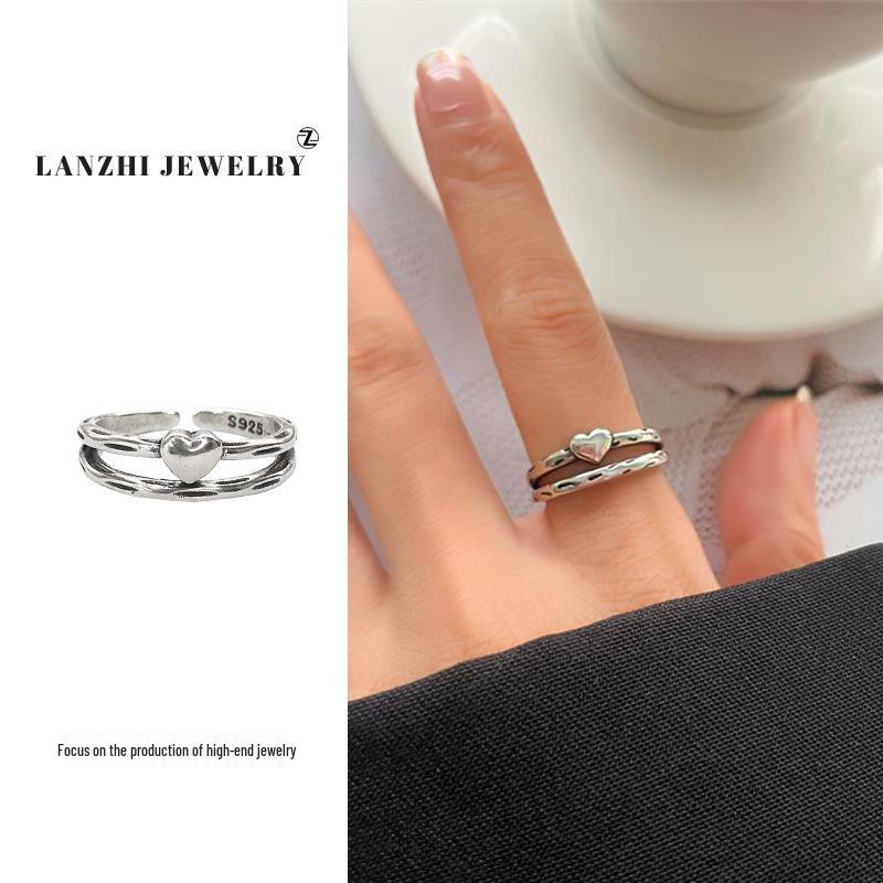 Тайское серебро Женское наборное кольцо - Серебро 925 пробы, Нишевый дизайн, Простые и универсальные украшения