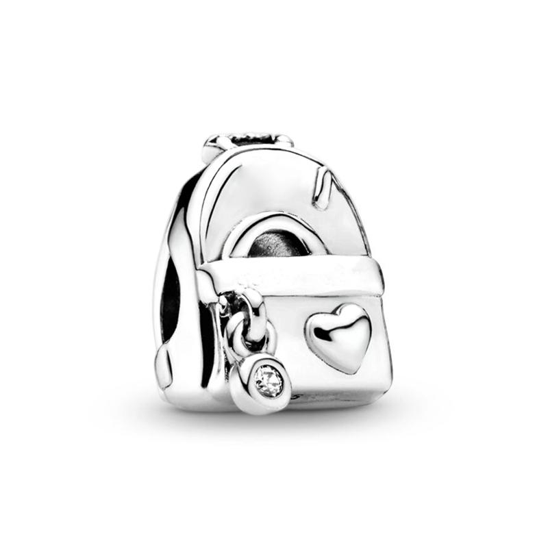 NEW Fit Silver Europeans Bracelet DlY Women Jewelry Gift Pink Travel Purple Backpack Charm Shopping Bag Dangle Bead