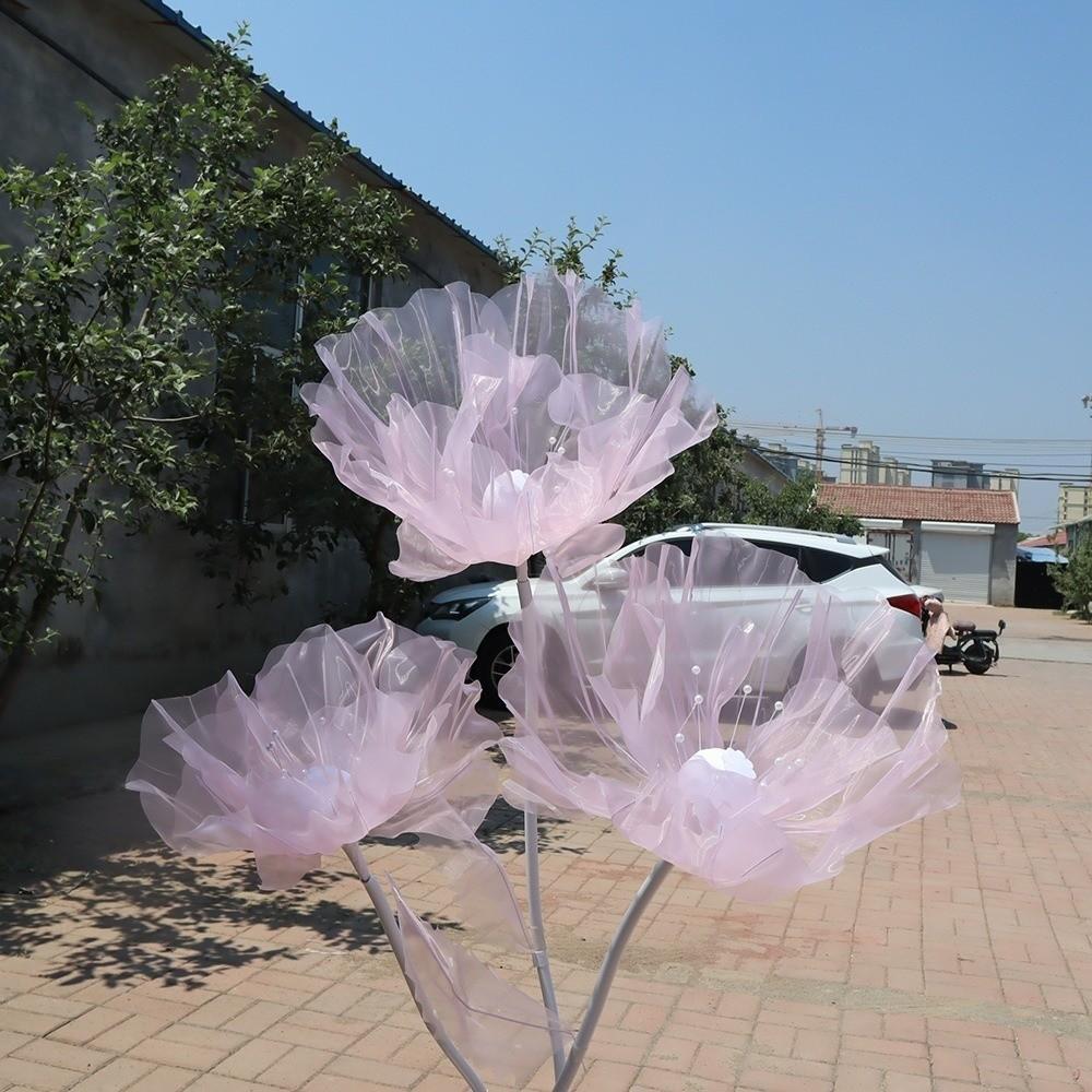 Simulation 3D Gauze Artificial Flower 50cm Big Giant Mesh Flower Hollow Silk Flower Window Display