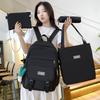 Four-Piece Backpack Set Student Schoolbag Women's Solid Color Backpack