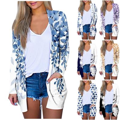 Женская модная свободная повседневная однотонная куртка-кардиган с карманами и длинными рукавами, топы