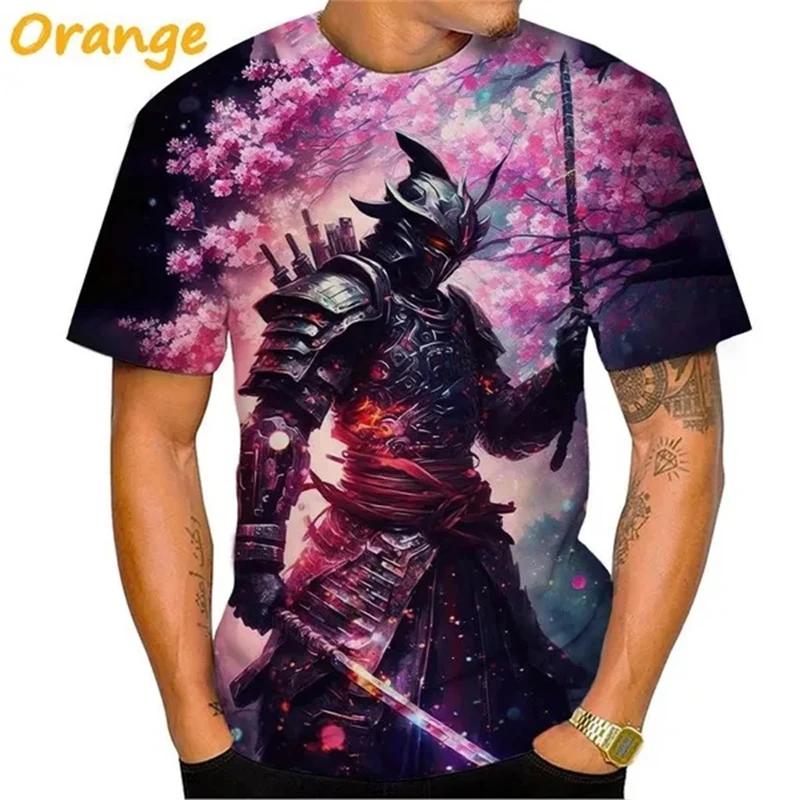Новая футболка с японским самураем, 3D-принт, сакура, ниндзя, рубашка с коротким рукавом, модные повседневные топы для мужчин и женщин, футболки