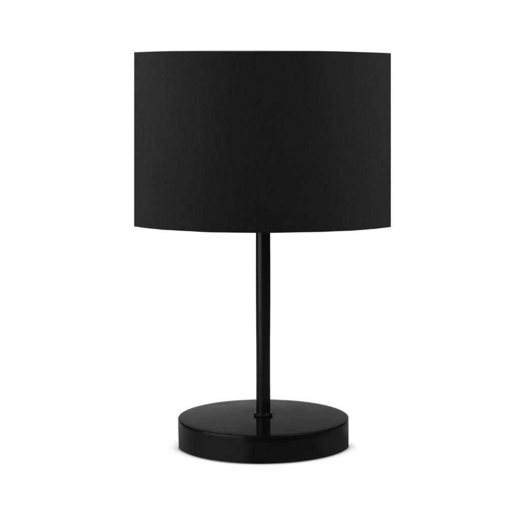 Neva Black Metal Leg Modern Lampshade Cylinder Black Fabric Headbed