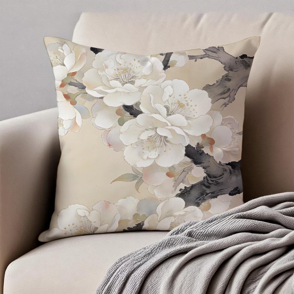 Цветы груши Цветы абрикоса Весенний цветок Наволочка для подушки Чехол для подушки Антипылевой Невидимая молния Короткий плюш Подушка для дивана