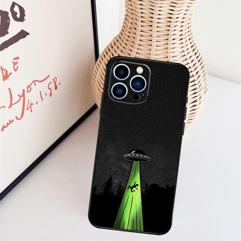 Мультяшный Космический Пришелец НЛО Чехол Для iPhone 11 12 13 14 16 15 Pro Max Mini X XS Max XR Plus Чехол Coque