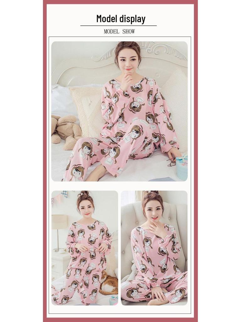 Santa Claus Pajama Set - Crew Neck, Long Sleeve, Sweet & Cute Style, Skin-Friendly Homewear for Dorms