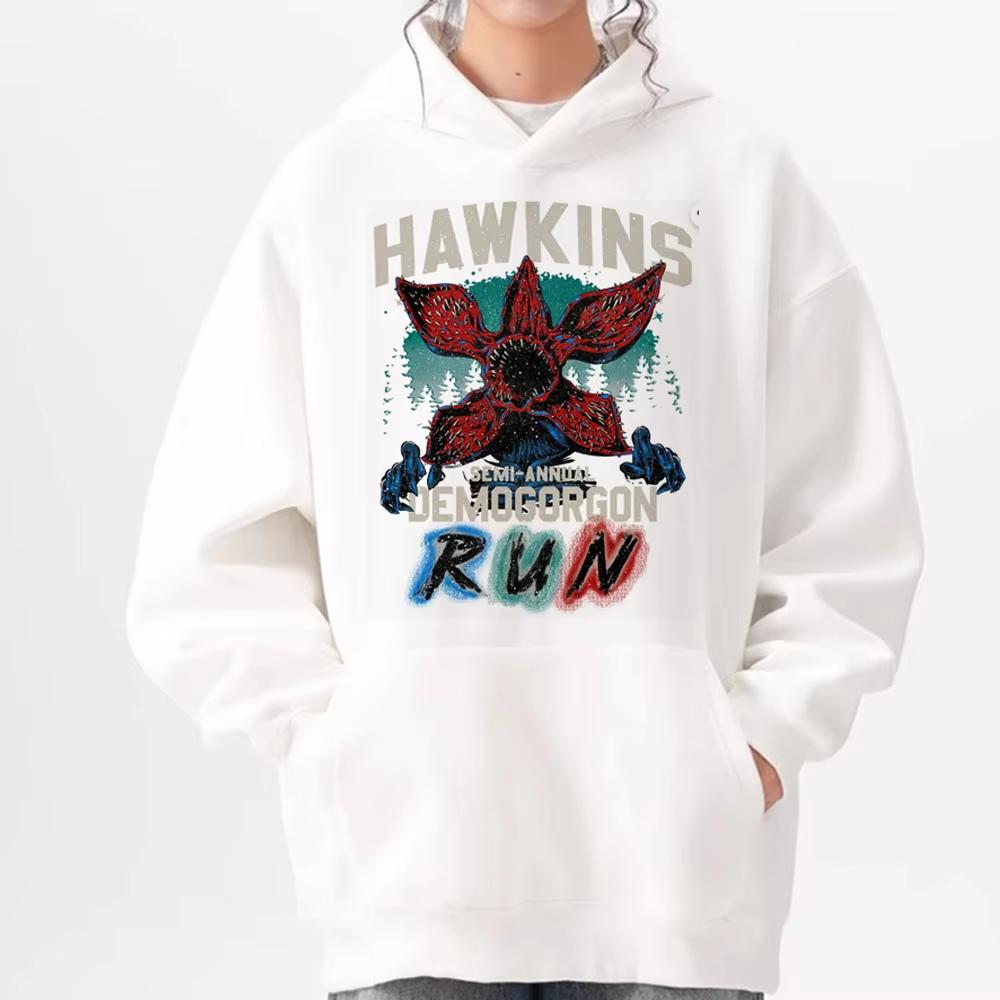 Hawkins Demogorgon Graphic Hoodie Unisex Trendy Patterned Kawaii Pullover Sweatshirt Soft Fabric Streetwear Daily Outfit Harajuku Style