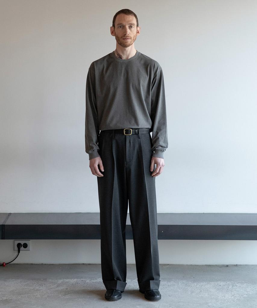 ANOTHER OFFICE Flow Wide Turn-Up Pants (Heather Charcoal)