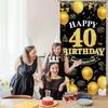 Счастливый 40-й День Рождения, Декорации для Мужчин и Женщин, Черно-Золотой Баннер-Фон для 40-го Дня Рождения, Декор для Вечеринки в Честь 40-летия, Тканевые Фото Реквизиты, Садовый Знак