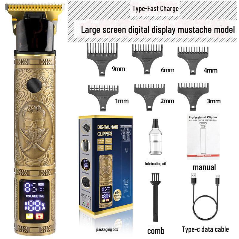 Электрическая аккумуляторная машинка для стрижки волос для мужчин: Водонепроницаемый, специальный дизайн резьбы