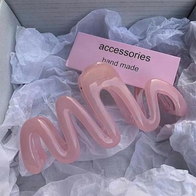 Дофамин кремового цвета с геометрической волнистой линией на затылке, коготь для волос, зажим для волос, заколка для женщин и девочек, хвост, аксессуары для волос