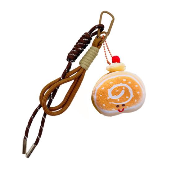 Плюшевый брелок-подвеска Милые пищевые брелоки для сумок рюкзаков Мягкий улыбающийся хлеб пончик бургер Плюшевый подвес для сумки Декоративные аксессуары на шнурке