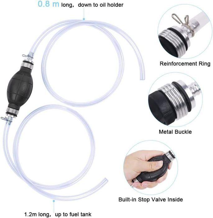 Pompe manuelle siphon - AIMOONSA - 10 mm - Tuyaux 1,2 m & 0,8 m - Sphère caoutchouc - Tuyau PVC flexible