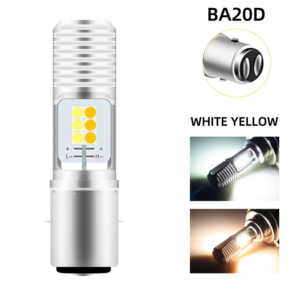 Светодиодные лампы H4 BA20D P15D для мотоциклетной фары Canbus Hi/Lo Beam 12SMD Сверхяркий дневной ходовой свет для мотоцикла, скутера