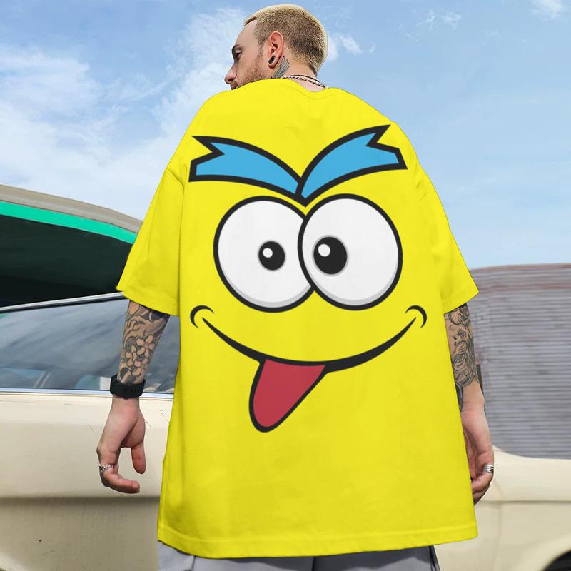 Новая мужская футболка с принтом 3D Funny Expression, футболка для мужчин, милая футболка Harajuku с коротким рукавом, свободный топ большого размера, повседневная мужская одежда