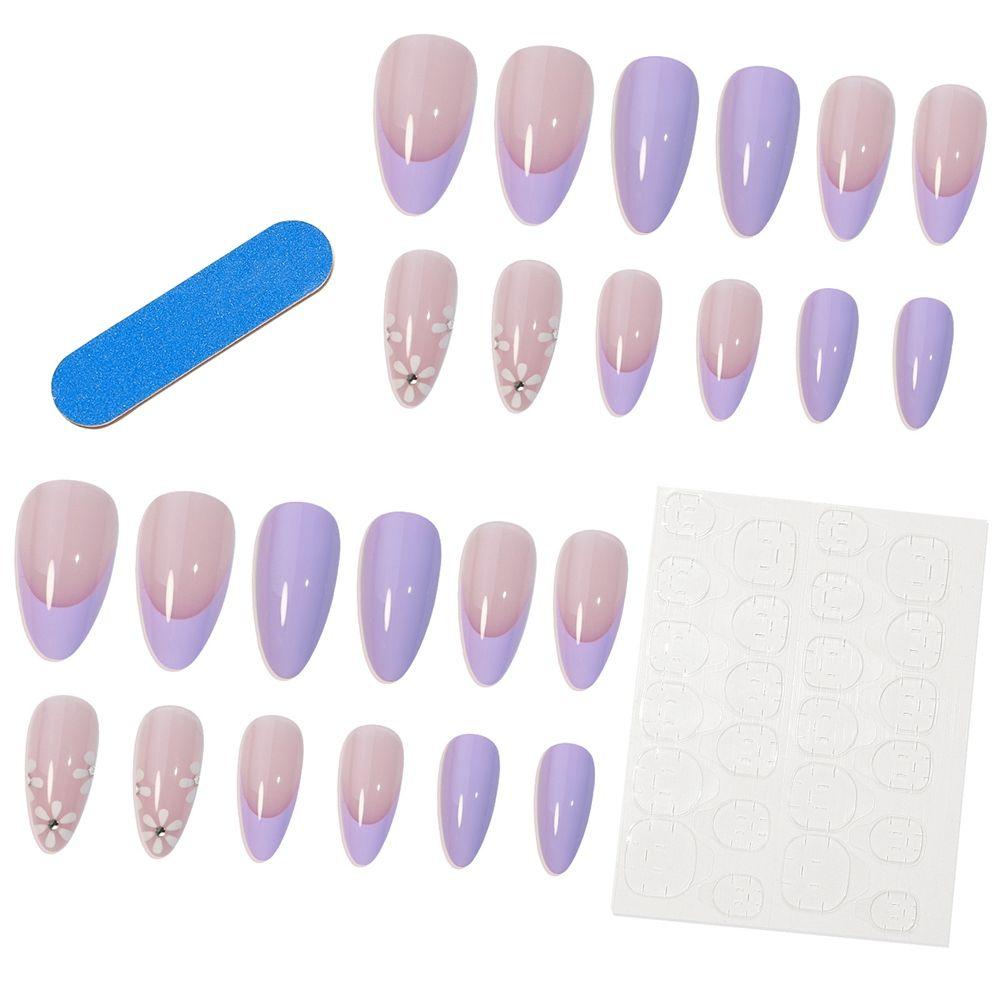 Detachable Manicure Tool Artificial French Fake Nails Nail Tips Wearable Flower Almond False Nails