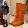 Fashion Autumn Winter Fashion Shoes Female 2024 Solid Color Simple Women's High Boots Slim Slimming Black Long Boots Large Size 35-42
