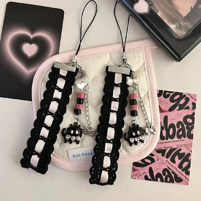 1 шт. Модный шнурок с кошачьей лапкой, бисерный кружевной бант, телефон, подвеска, камера, аксессуар, ткань