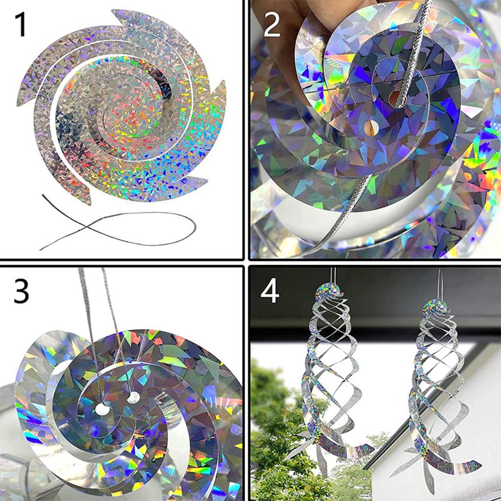 1pc Bird Repellent Spiral Reflectors, Hanging Reflective Bird Deterrent Scare Device For Driving Pigeon Geese Away From House Ga