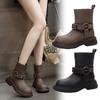 Leather Bv Martin Boots Women's British Style Belt Buckle 24 Autumn and Winter New Short Boots Thick-soled Heightening Retro Locomotive Boots