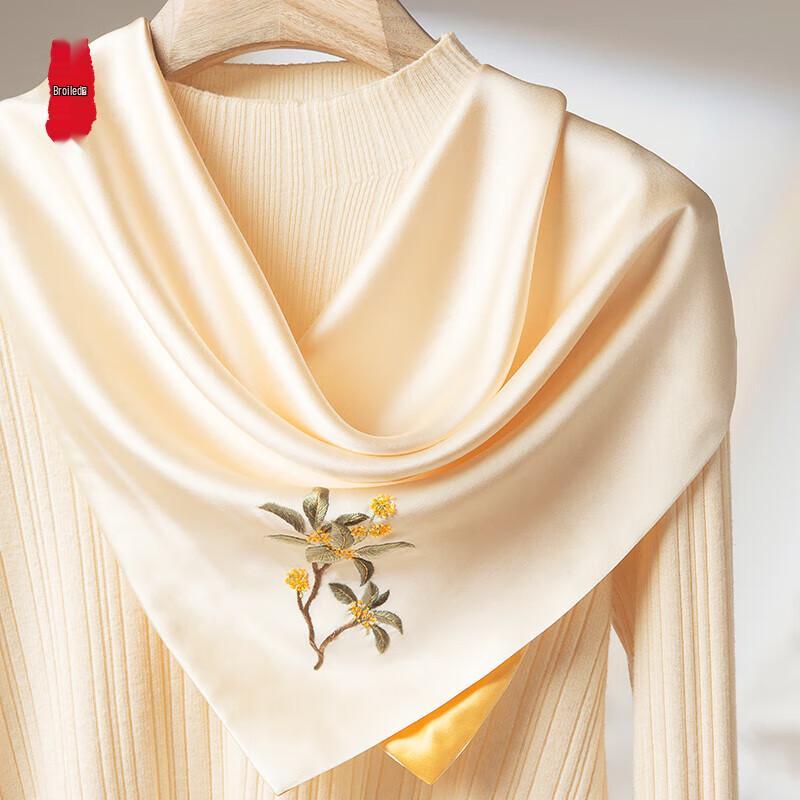 Hand-Embroidered Suzhou Silk Square Scarf