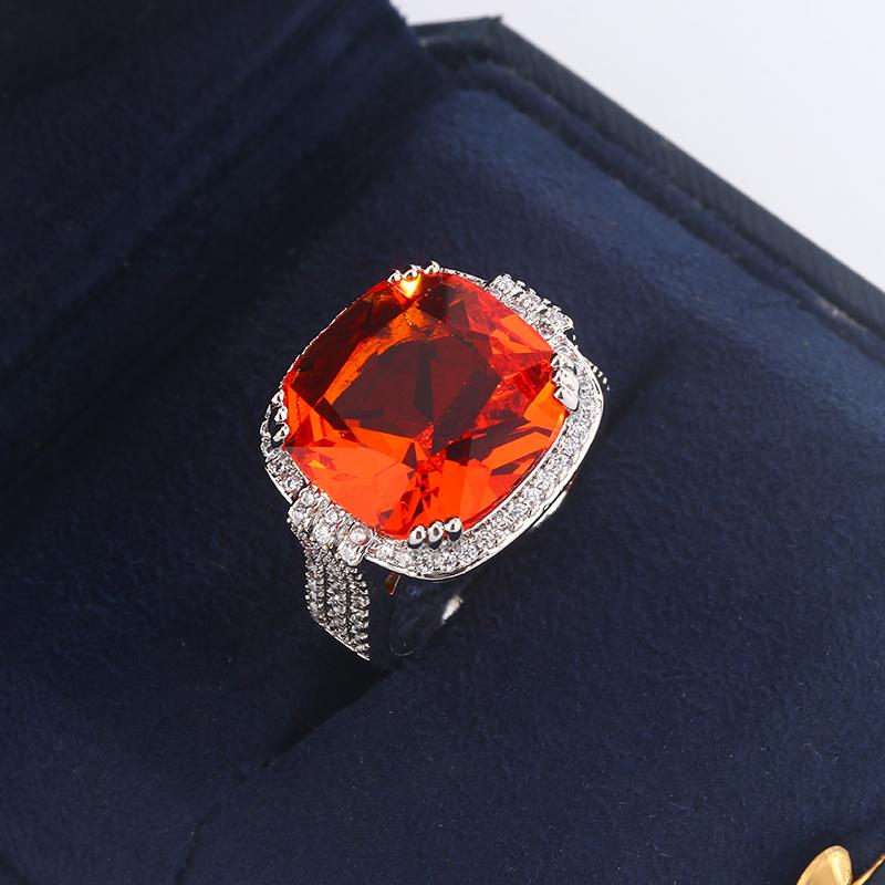 Высококачественные ювелирные изделия из оранжевого блестящего циркония, модные женские кольца, обручальные украшения, классические свадебные кольца, ювелирные украшения для вечеринок