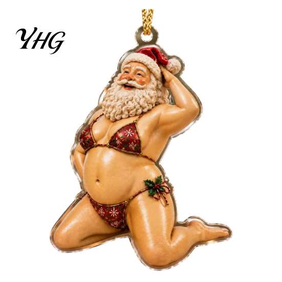 Home Festival Hanging Accents Bikini Christmas Ornaments, Quirky Santa Claus Dachshund Highland Cow Decoration, Hilarious Fireplace Ornaments Acrylic